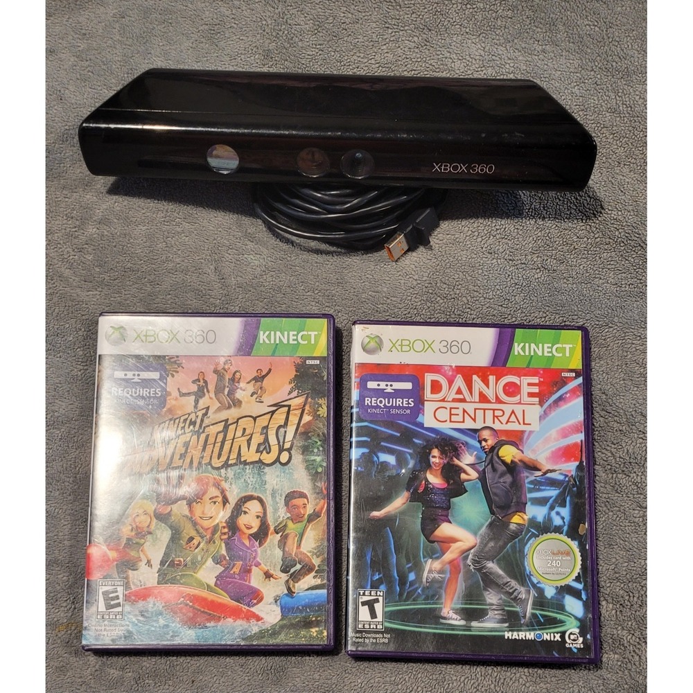 Xbox 360 Kinect Sensor With 2 Games Included Kinect Adventures &Dance Central
